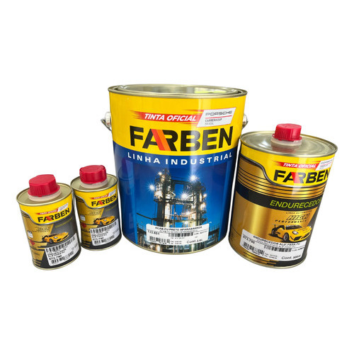 Acabamento Pu Preto Aparabarro Lameirão 3,6 L Farben Kit Com Endurecedor