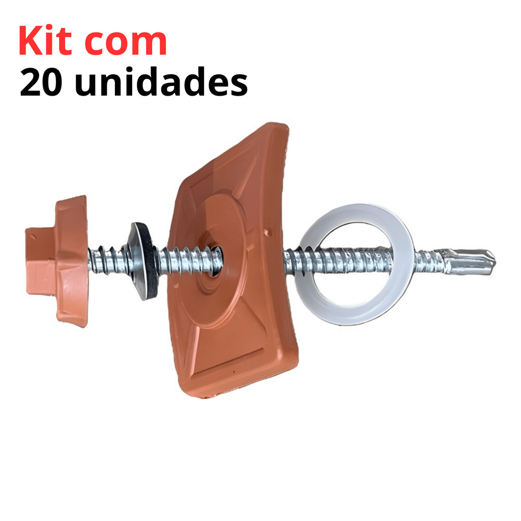 Kit 20 Vedação Fixação Telha PVC Colonial Parafuso Autobrocante Capa Anti Infiltração Telhado