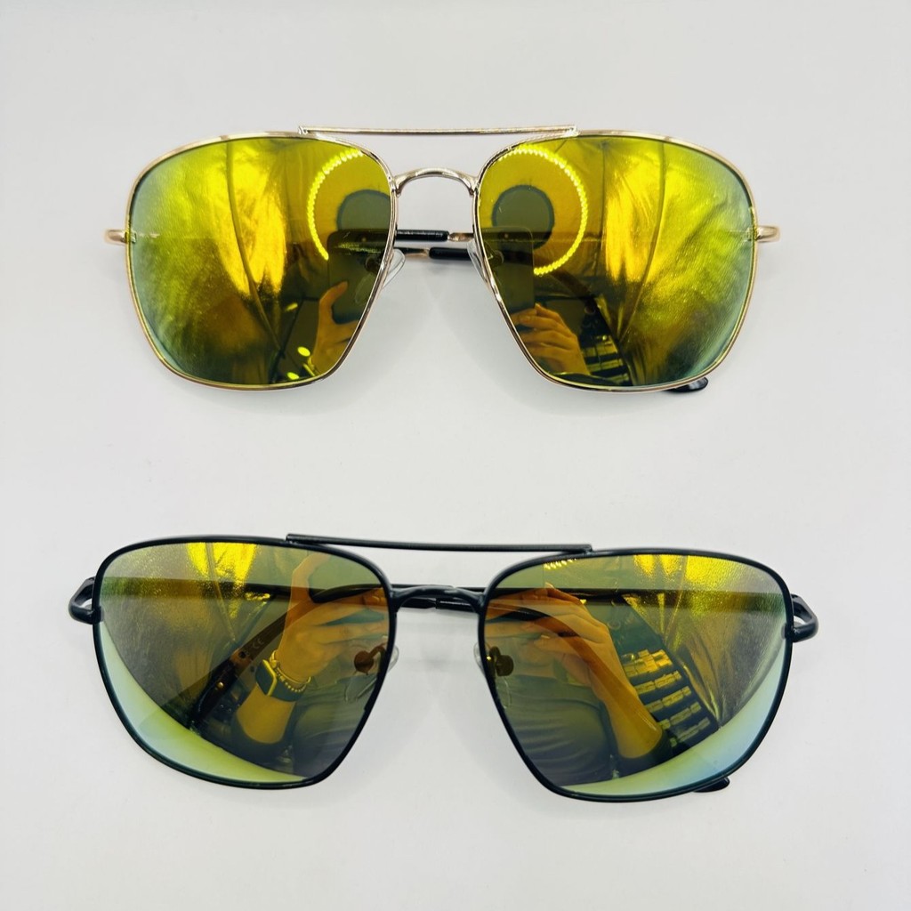 Óculos de Sol Aviador Armação Metálica Lente Espelhada Dourada Proteção UV400 Unissex Masculino Feminino