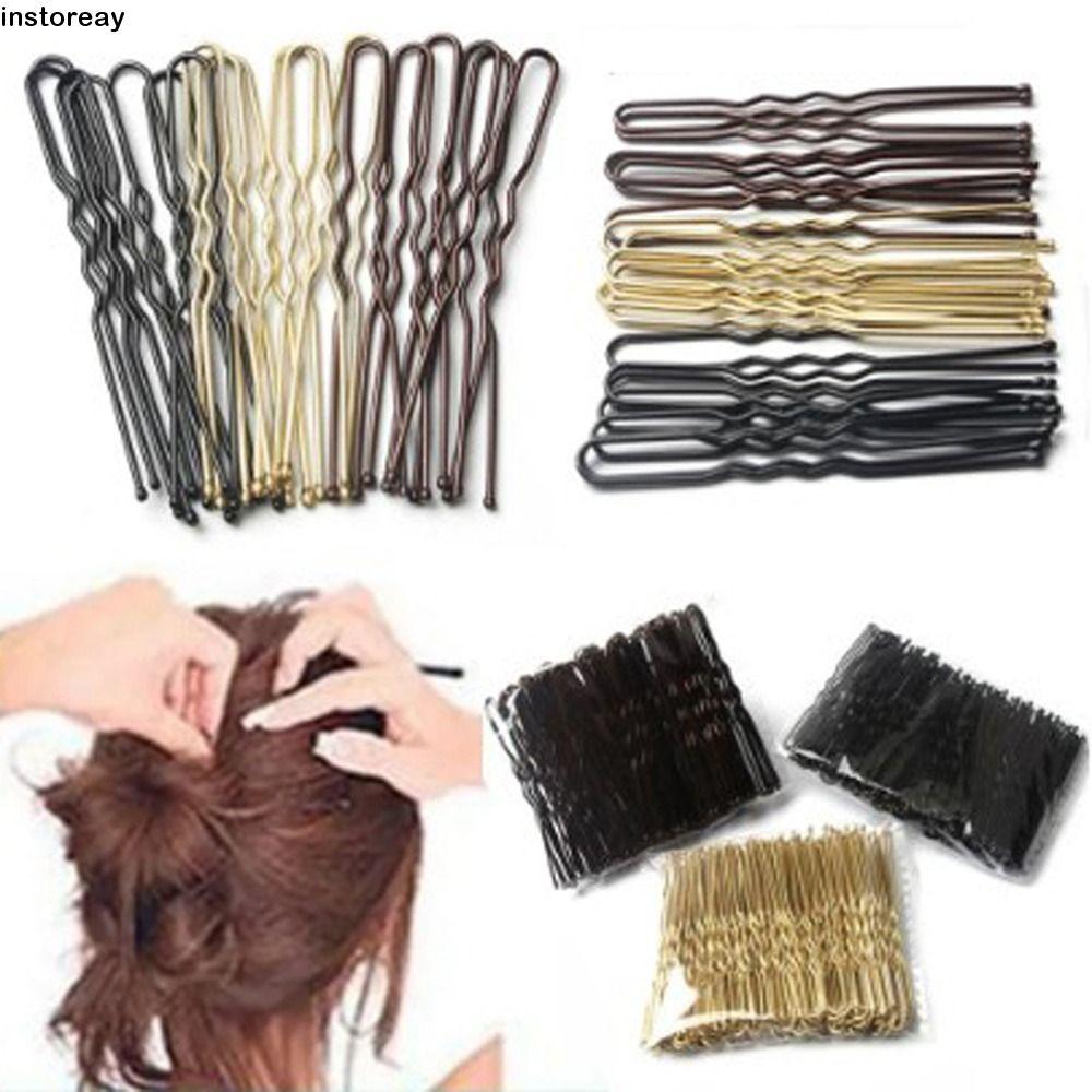 INSTOREAY 50 Peças Presilha Em Forma De U , Clipe De Aperto De Salão De Beleza , Grampos De Cabelo De Metal Resistentes 