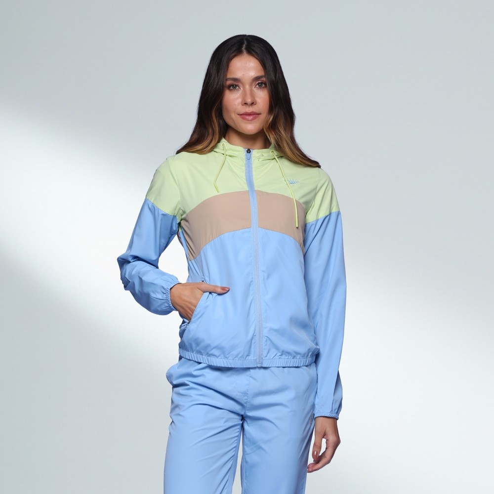 Conjunto Agasalho Com Capuz e Calça Feminino Treino - AZUL GLACIAL