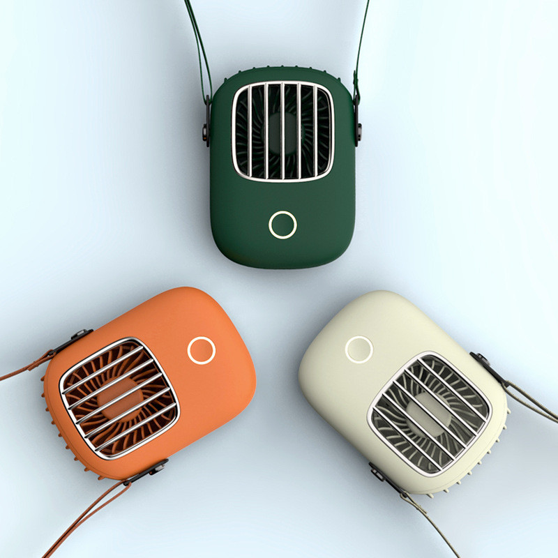 Mini ventilador de pescoço, novo ventilador portátil retrô USB para uso externo, ventilador elétrico de cintura sem mãos