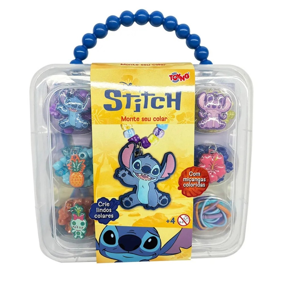 KIT MONTE SEU COLAR STITCH DISNEY 150 MIÇANGAS TOYNG BRINQUEDOS MALETA INFANTIL PINGENTES MENINA