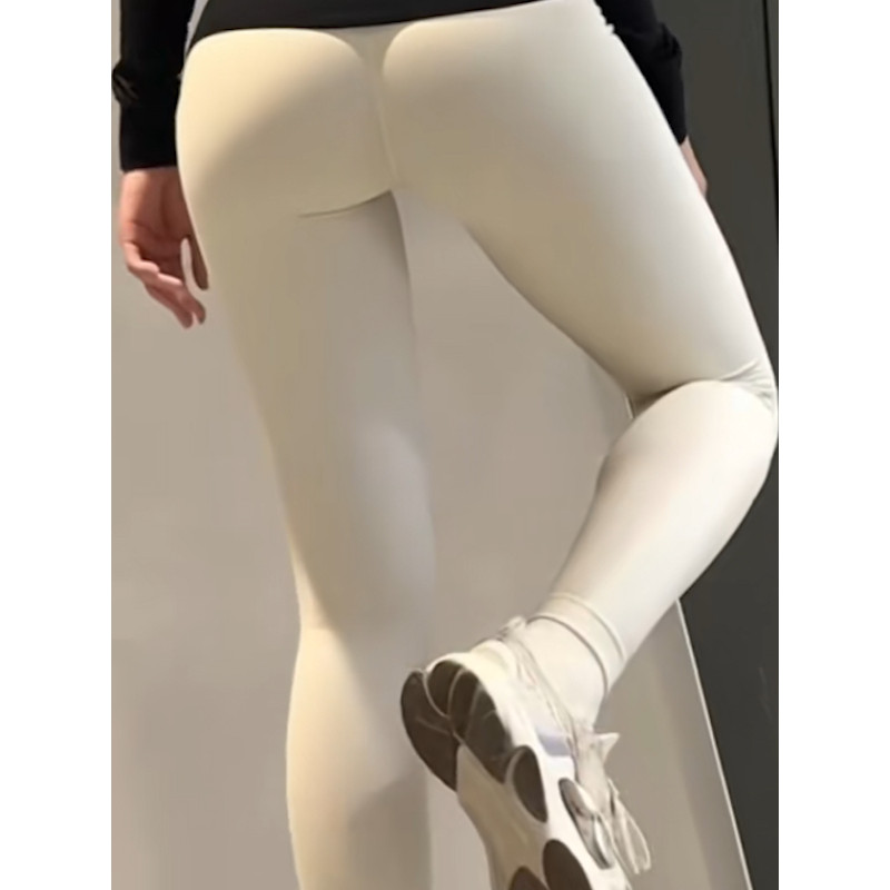 Corpo beleza borda cintura alta calças de tubarão Yoga tecido nu Hip-lifting abdômen-estreito Anti-ondulação dança P