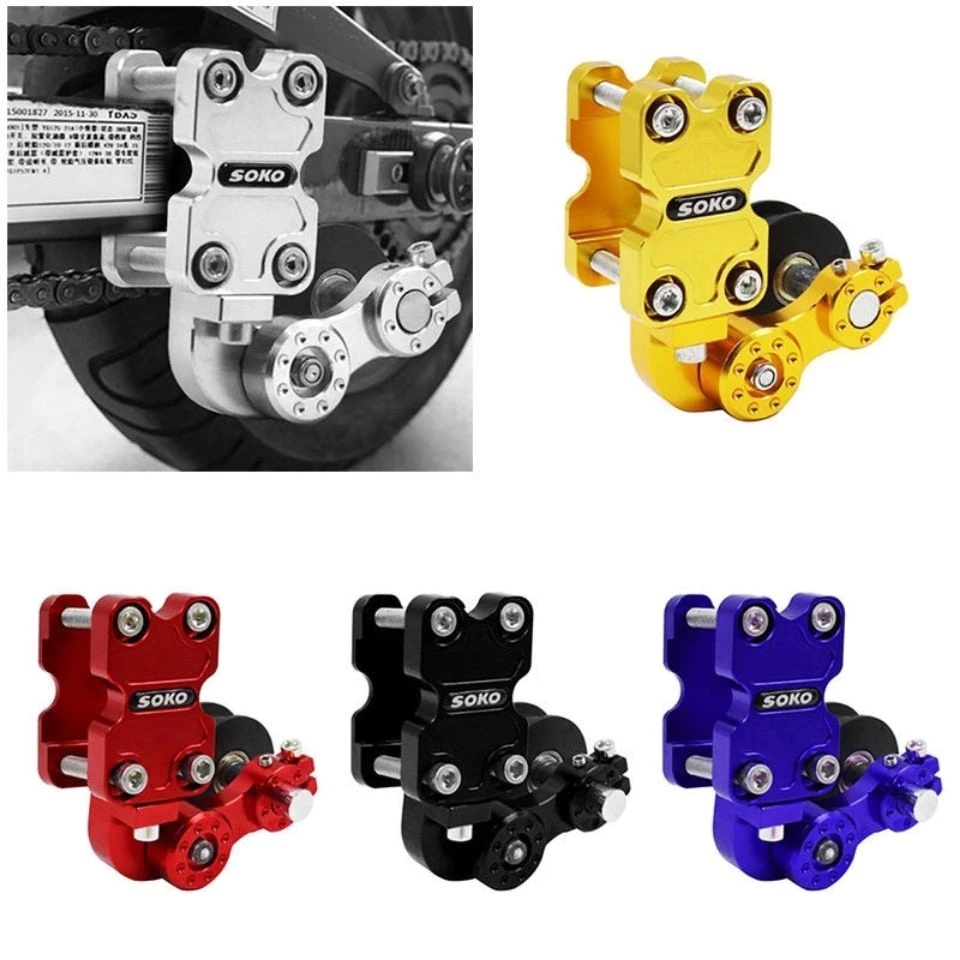 Ajustador Universal de Corrente de Motocicleta, Rolo Ajustador de Corrente de Alumínio, Ferramenta de Ajuste de Corrente