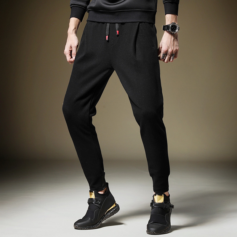 Calças de lã masculinas calças casuais primavera outono calças esportivas magro-ajuste calças masculinas magras 2023 nov