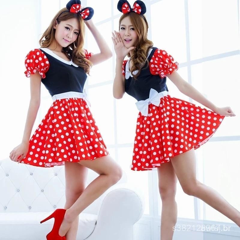 Halloween Feminino Cosplay Mickey Traje Sexy Minnie Desempenho Vestidos De Festa Uniforme Baile Natal Presentes De Ano N