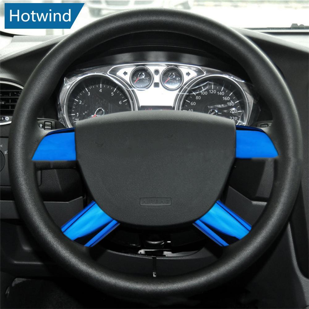 HW 4 Pçs/set Painel Do Volante Carro Lantejoulas Capa Guarnição Acessórios De Aço Inoxidável Para Ford Focus 2 Mk2 2005-