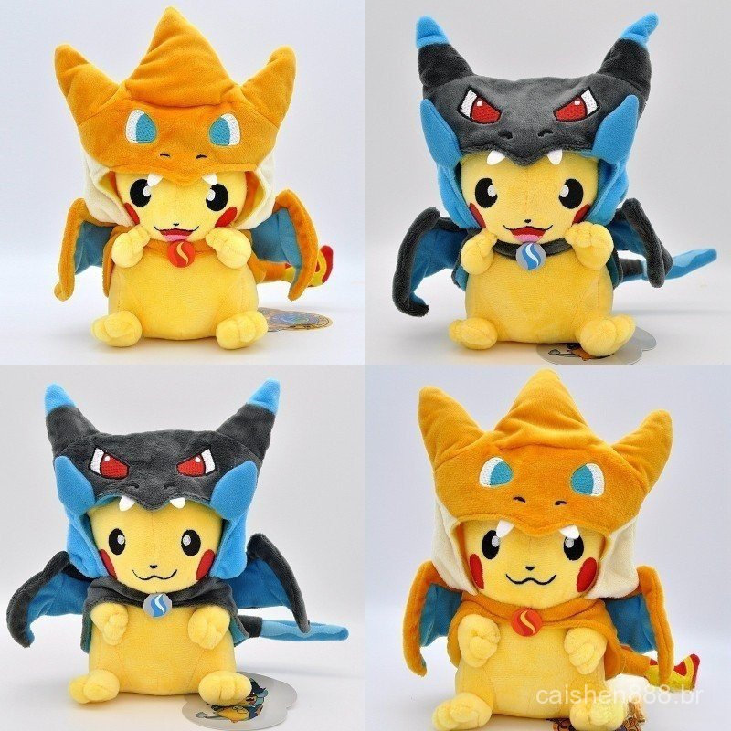 Mr.YE MG-Novo Pokémon Pikachu com Chapéu de Pelúcia do Charizard, Boneco Macio de 9 cm, 35g