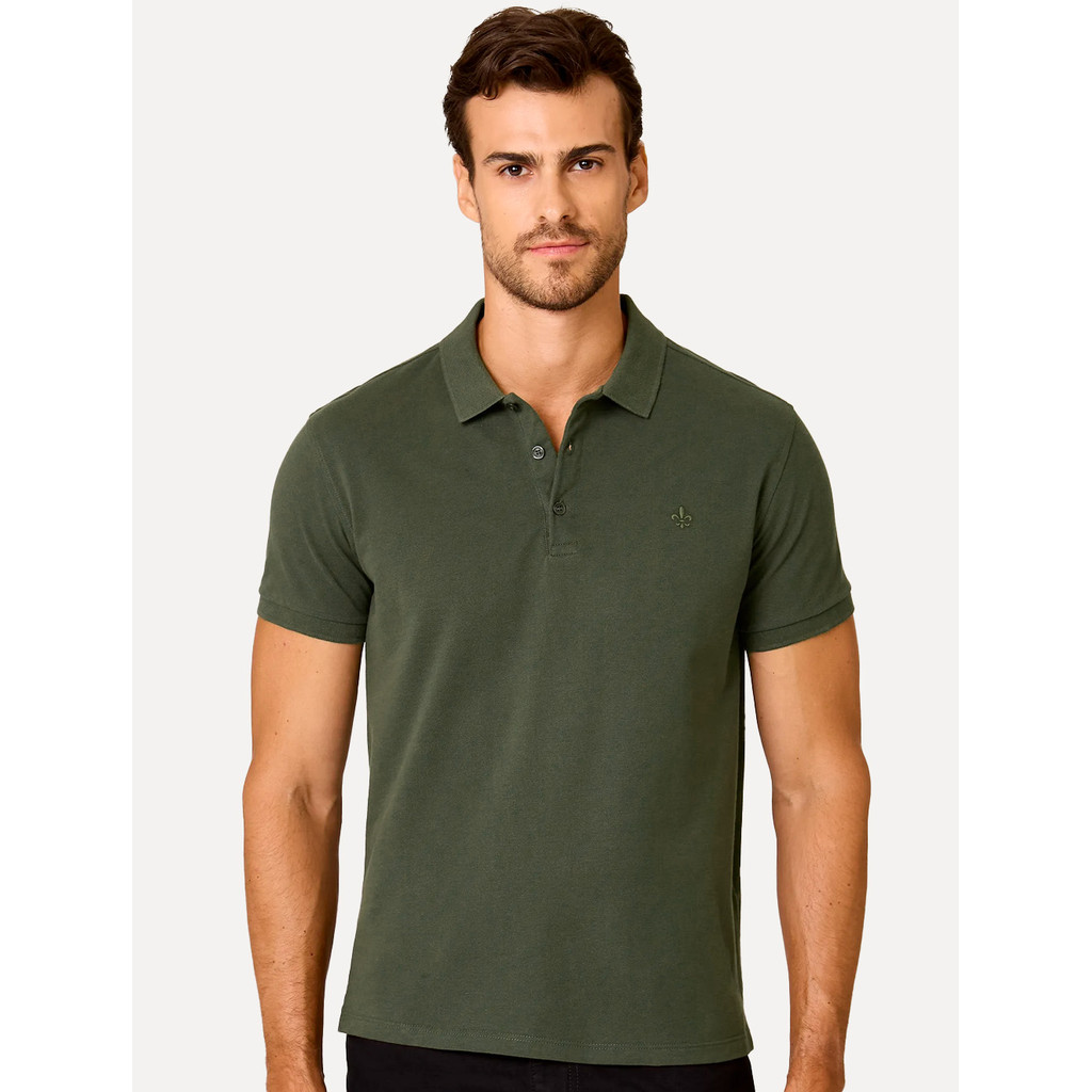 Polo Dudalina Original Piquet Essentials Cotton Basica Modal Verde Militar
