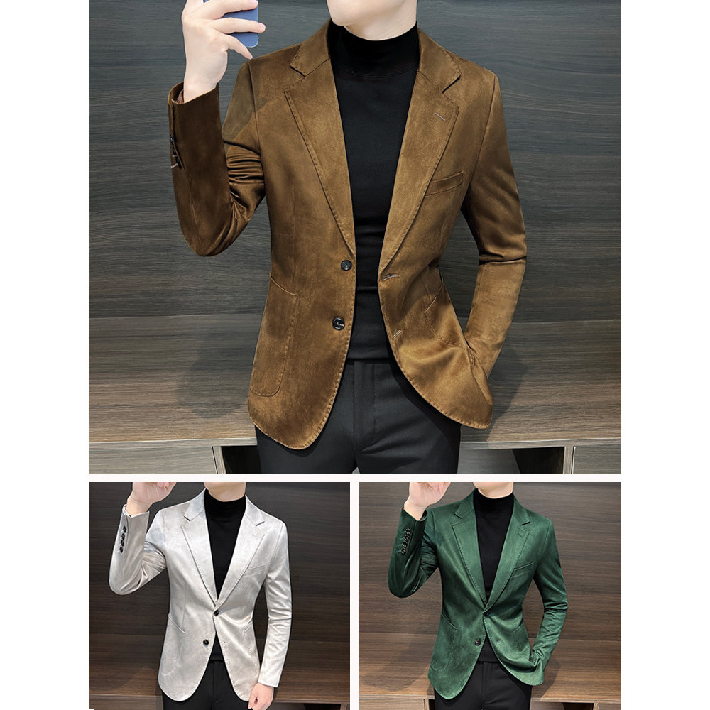 Blazer de camurça masculino outono inverno estilo High-End roupas masculinas 2026 novo estilo roupas outono rufião bonit