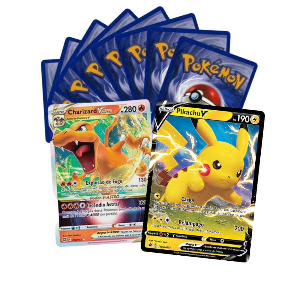 Kit Pokémon Original até 100 Cartas + Ex/Ultra Rara + 10 Holograficas Garantidas | Sem Repetição