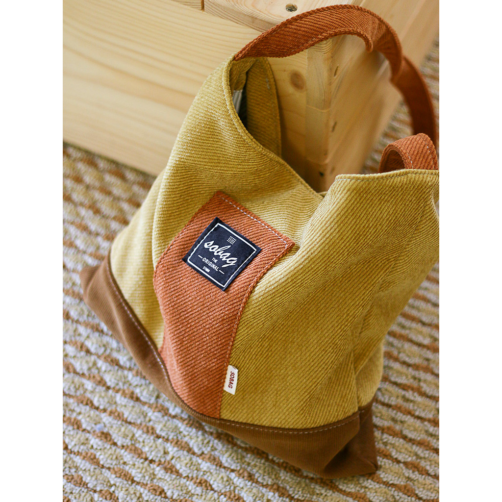 Sobag outono inverno estilo japonês veludo de um ombro bolsa de lona Design feminino nicho literário contraste cor Commu