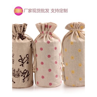 Saco de cordão com fundo redondo, saco de vinho de linho de algodão, saco de armazenamento de grãos inteiros, embalagem 