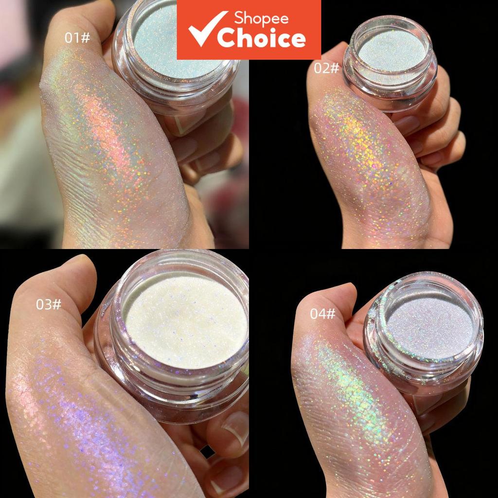 Pó de Sombra Perolada Unicorn com 4 Cores, Pigmento Aurora Suave para Maquiagem Artística dos Olhos