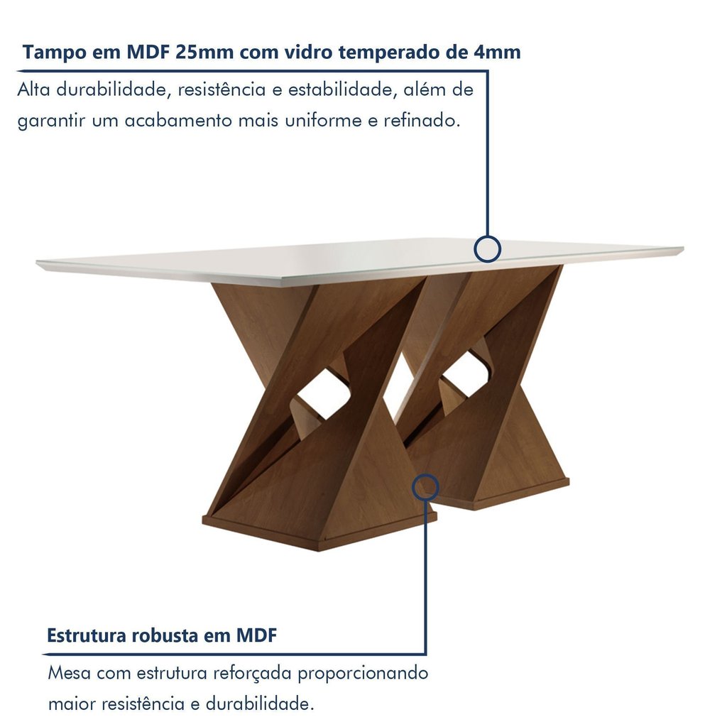 Conjunto Mesa com Vidro e 8 Cadeiras 200CMX90CM Barcelona Yescasa — imagem 2 de 2