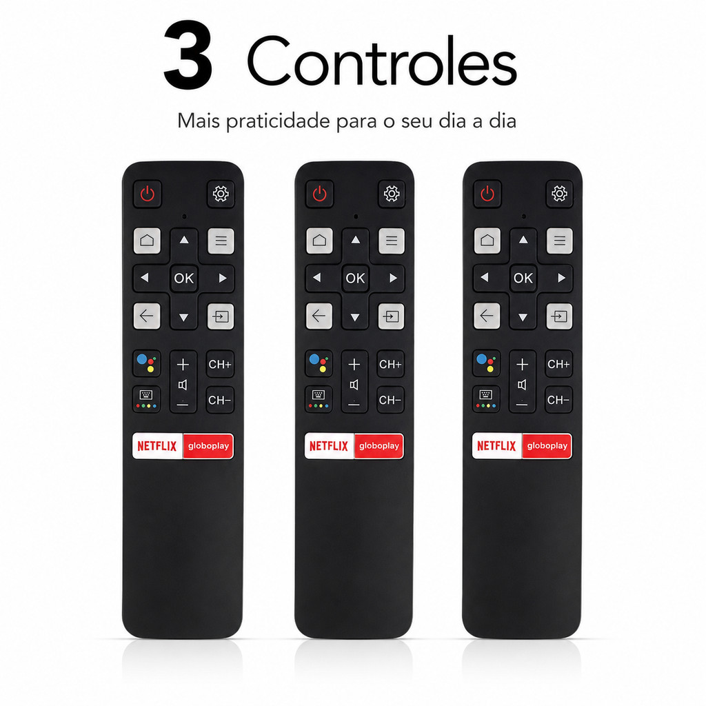 Kit Controle Remoto Para Tv Tcl Smart 4k Android Netflix Globoplay