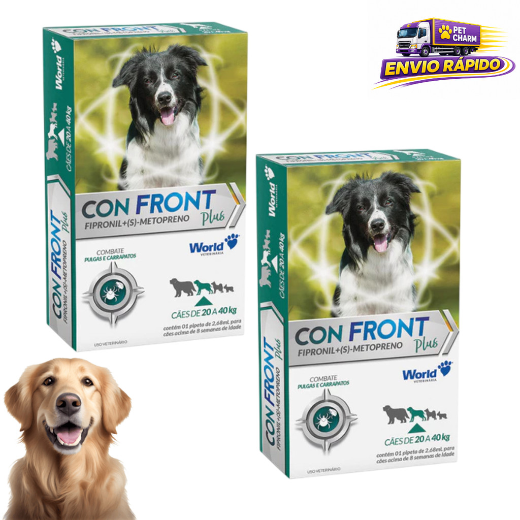 Kit 2 Confront Plus 2,68ml Antipulgas Carrapatos Fipronil Cães De 20 a 40kg