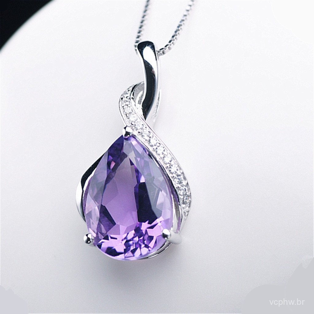 Clavícula Cadeia De Ametista Natural 925 Colar De Prata Para As Mulheres Pingente Acessórios De Moda Coreano Jóias Homen