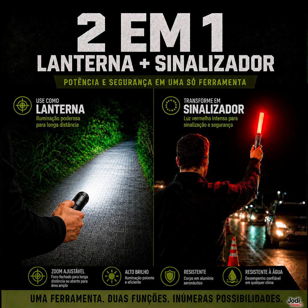 Lanterna X900 Recarregável Com Sinalizador Para Emergência E Carro