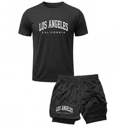 Conjunto Treino Camiseta Dry Fit + Short 2 Em 1 Los Angeles Califórnia