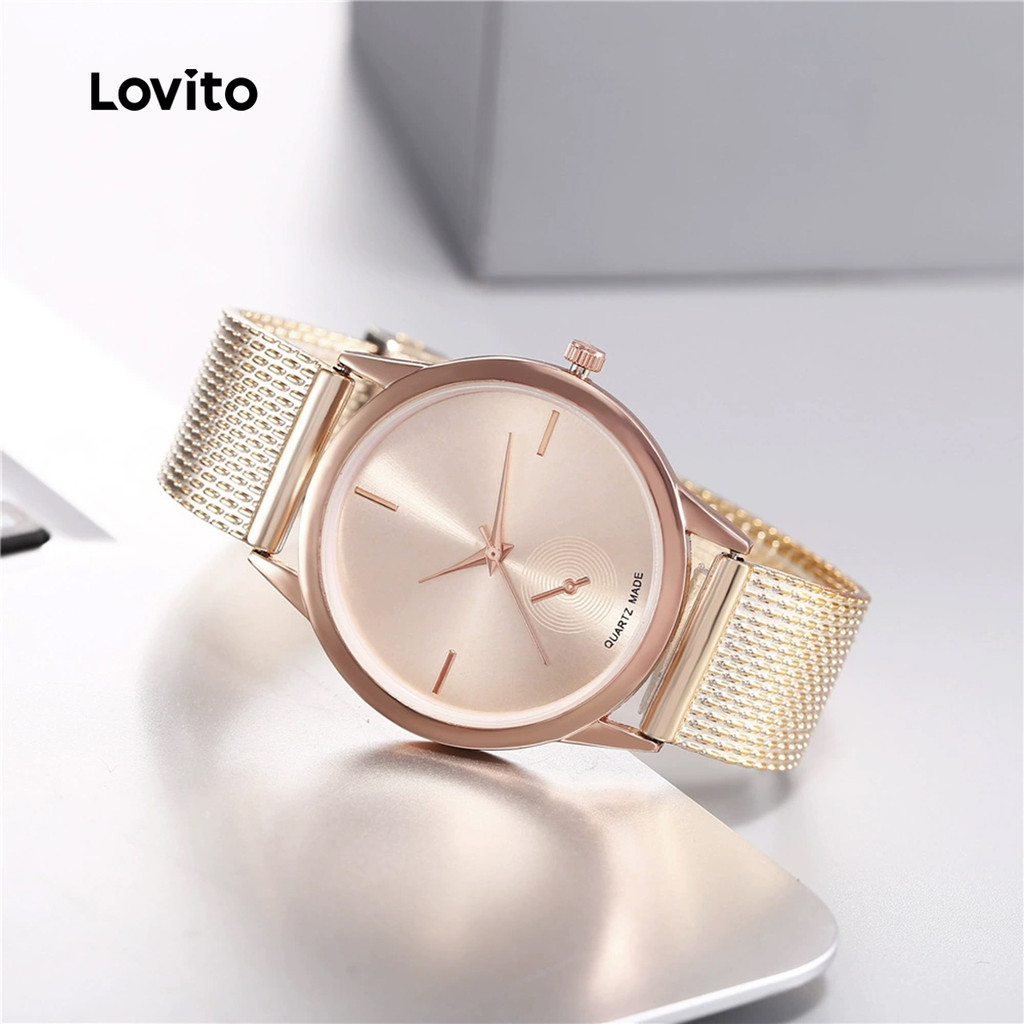 Lovito  Relógio Casual de Quartzo com Textura e Metal Relógio de Quartzo Na Cor champanhe LFA117095