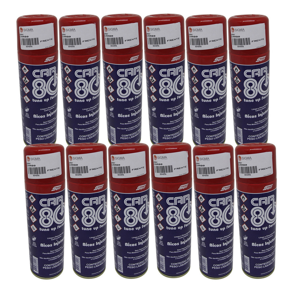 Kit C/ 12 Descarbonizante Car80 Do Motor Tbi Limpa Bico Carb