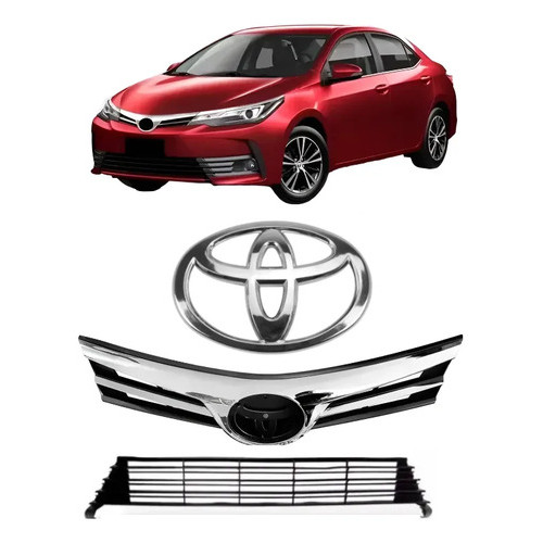 Jg Corolla Grade Radiador Emblema Cental Parachoque Cromado 2018/2019 3 Peças