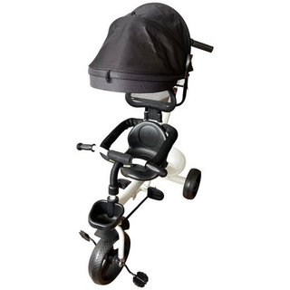 Triciclo Infantil Empurrador Branco Confortável Seguro Ajustável Estável Rodas Grandes Recreação