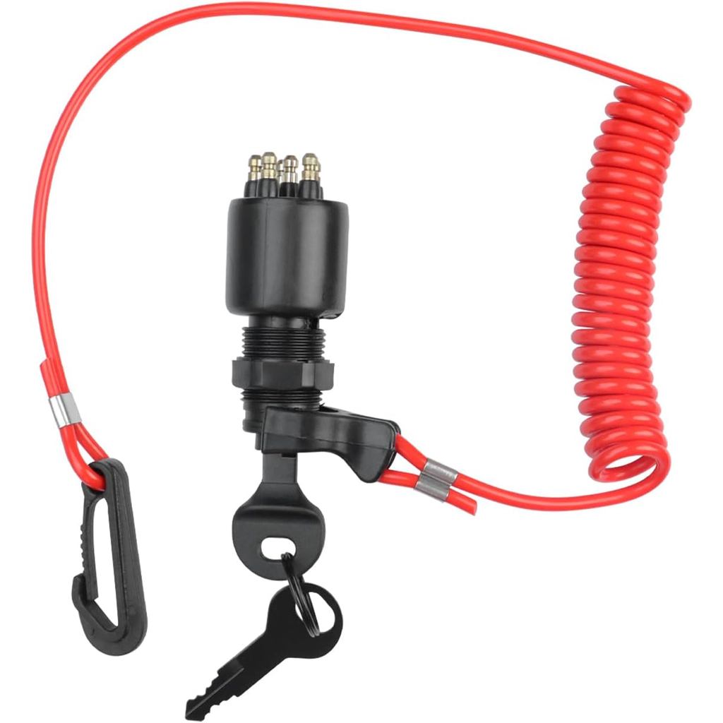 5005801 Interruptor de Ignição com Chave e Cordão de Segurança para Barco Compatível com Motor de Popa Johnson Evinrude
