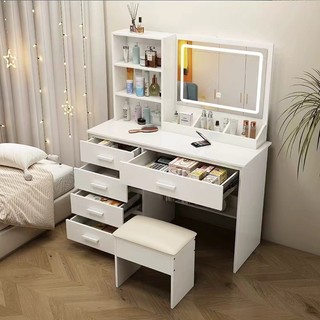 Penteadeira para quarto, armário de maquiagem simples de grande capacidade, penteadeira para quarto principal com luzes,