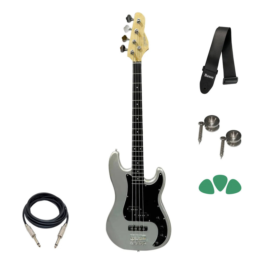 Contrabaixo Giannini Gp102 4 Cordas Silver Preto Destro Sv E