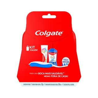 Kit Viagem Colgate Escova Dental + Creme Dental 30gr + Enxaguante Bucal  60ml em Oferta na Shopee