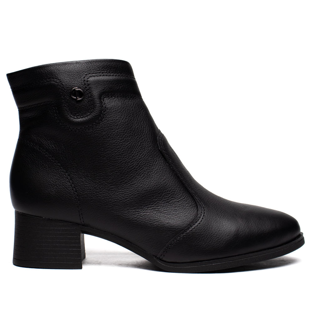 Bota Feminina Dakota Cano Médio Couro Conforto Salto Baixo Casual Dia a Dia Preto