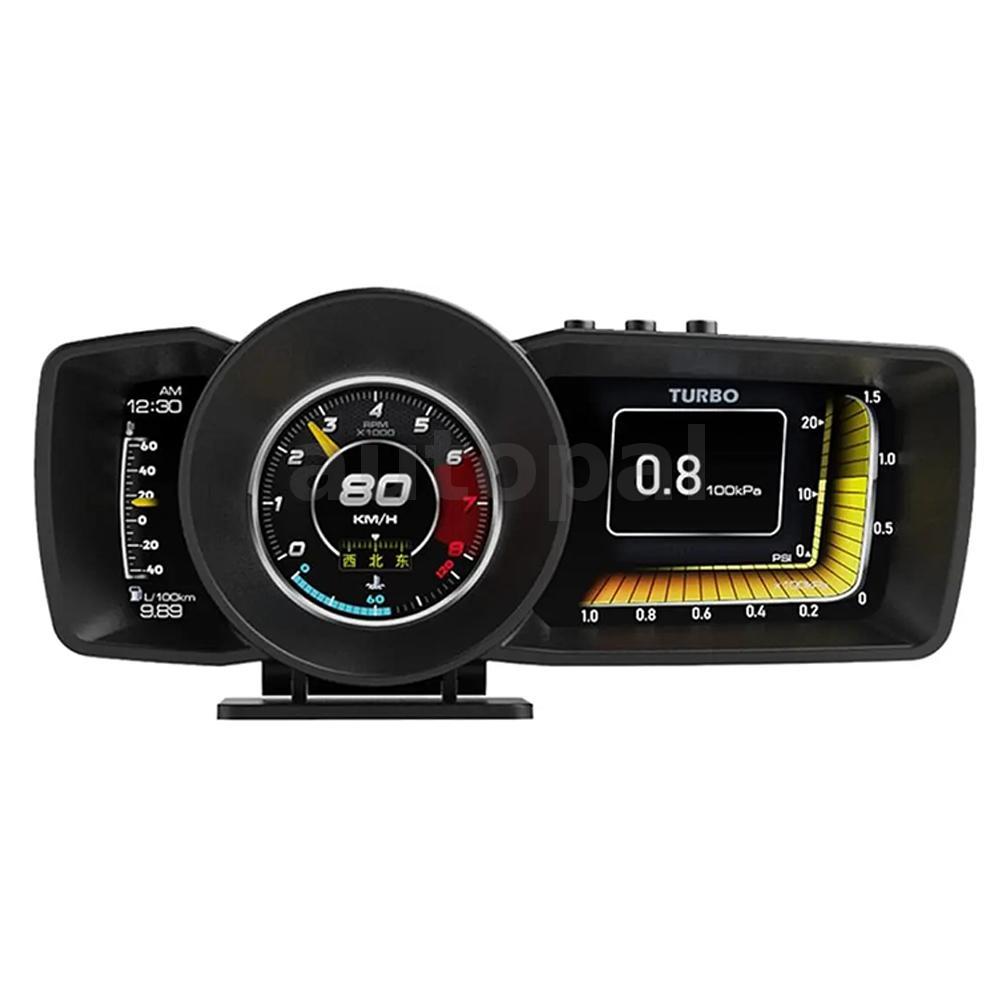 A600 Carro HUD A Bordo Medidor De Computador Tela Dupla OBD2 GPS Velocímetro Turbo Boost Consumo De Combustível Temperat