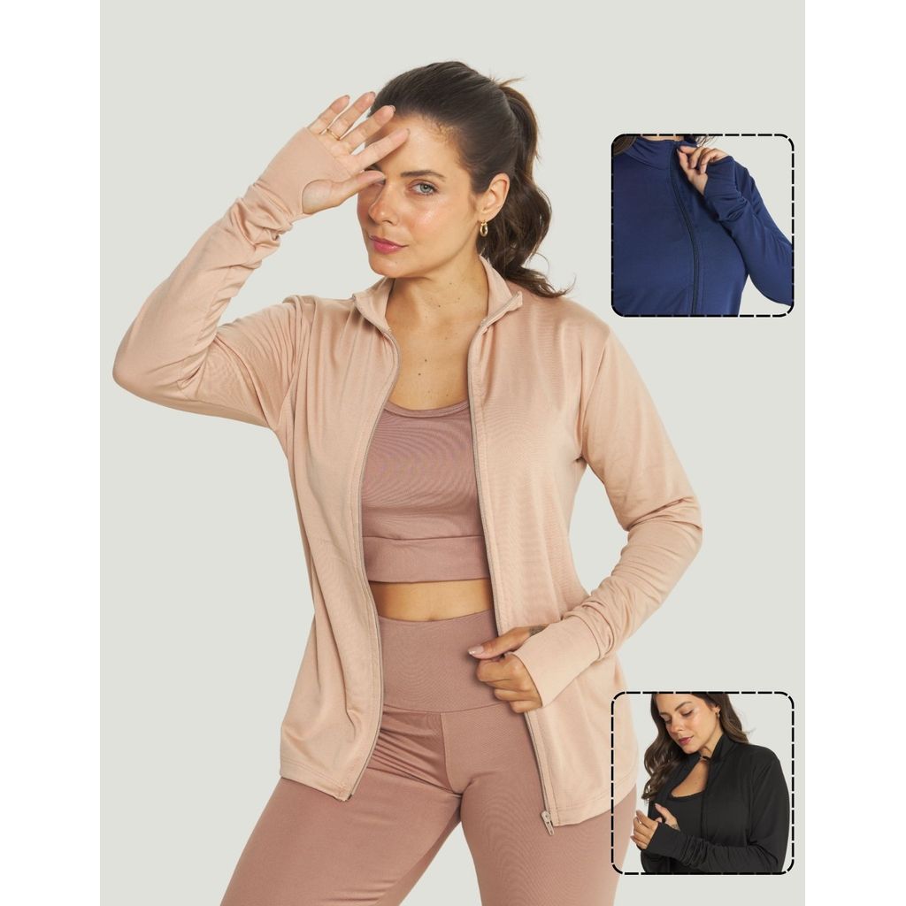 Jaqueta Térmica Feminina Peluciada Manga Longa Frio Inverno Quentinha