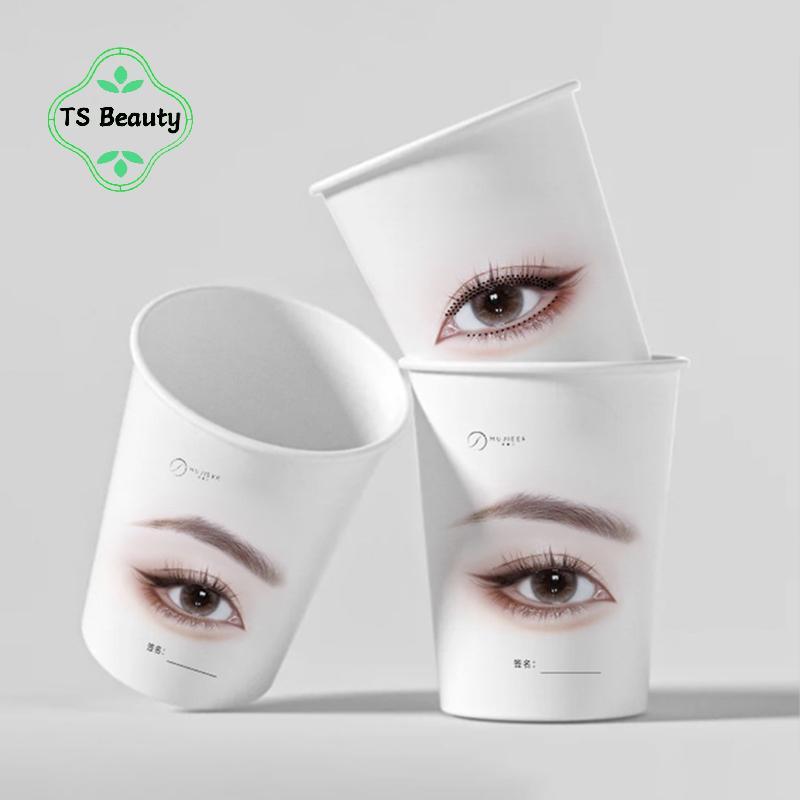 TS Moda 20/50 Pçs Beleza Cílios Prática Copo De Papel Extensão De Iniciante Treinamento Copos Descartáveis Versátil .