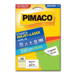 Etiqueta inkjet/laser A5Q3348 com 12 folhas Pimaco