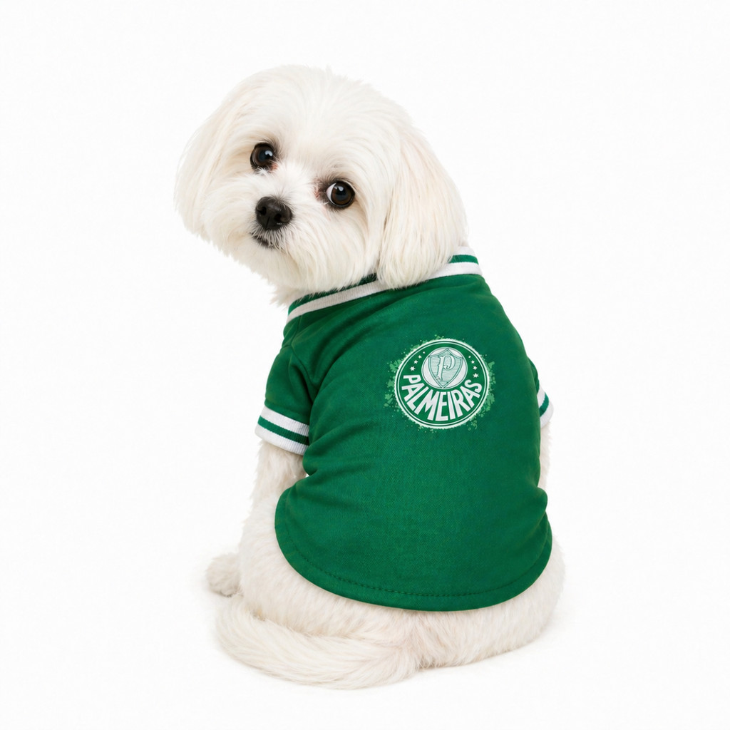 Camisa Pet Verde Inspiração Palmeiras Cães e Gatos TAM 6