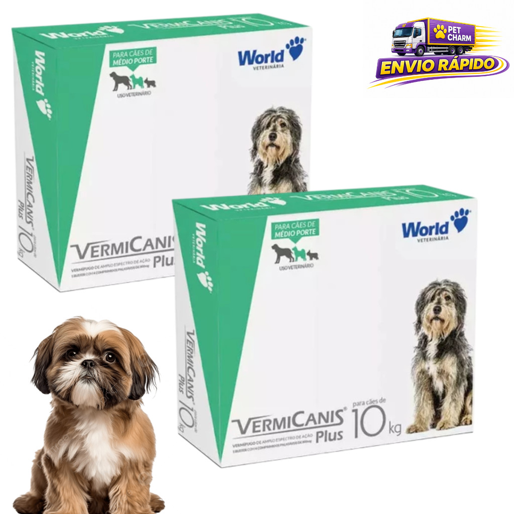 Kit 2 VermiCanis Plus para Cães até 10kg 4 Comprimidos