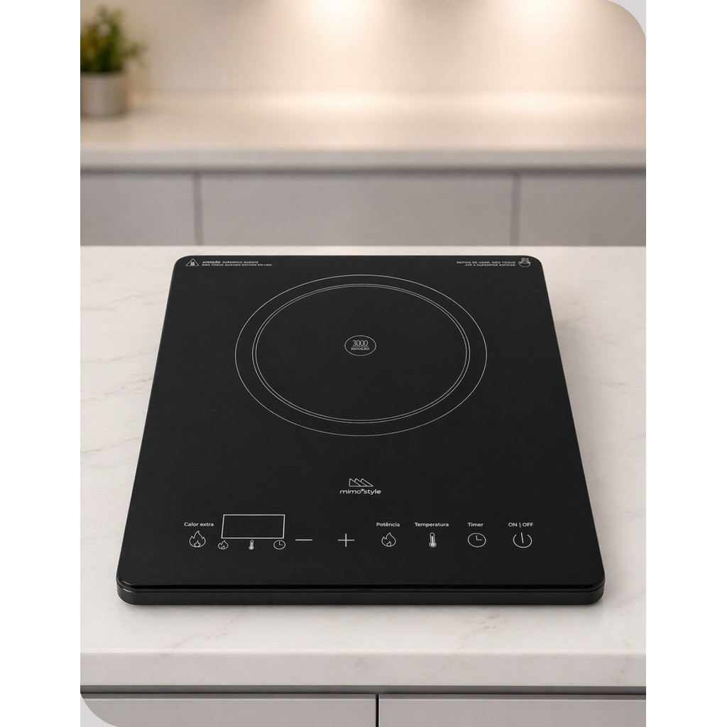 Cooktop Indução Portátil Mimo Style 127V 1 Boca Vidro Touch 10 Níveis Potência Classe A Cozinha Casa