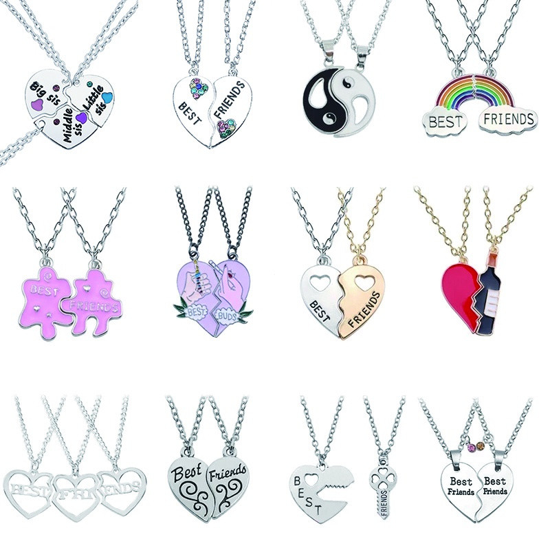 Moda Melhores Amigos Mel Amor Pingente De Casal Colar 2 Pcs/Conjunto Corrente Choke Coração Quebrado BFF Boa Amizade Joi