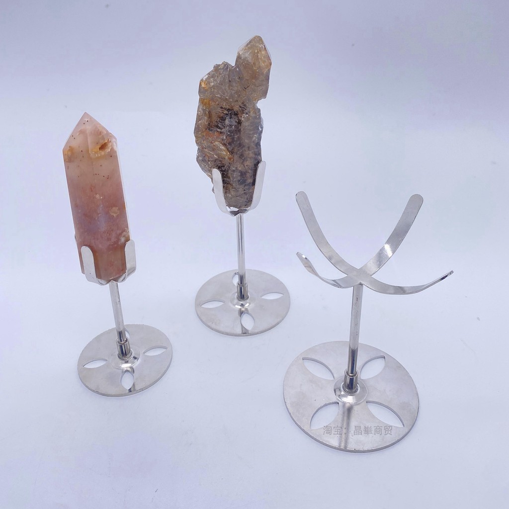 Bola de cristal pilar cristal Mineral padrão cristal Cluster base multifuncional Display Metal suporte fixação base supo