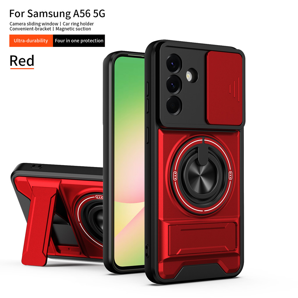 Capa Magnético À Prova De Choque Para Samsung Galaxy A56 A55 A54 A53 A52 A52S 5G A51 4G Suporte Com Anel Titular Câmera