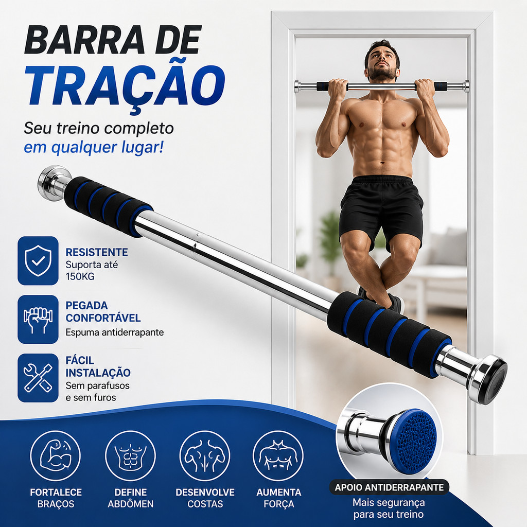 Barra Porta Fixa Apoio Regulável Aço Inoxidável