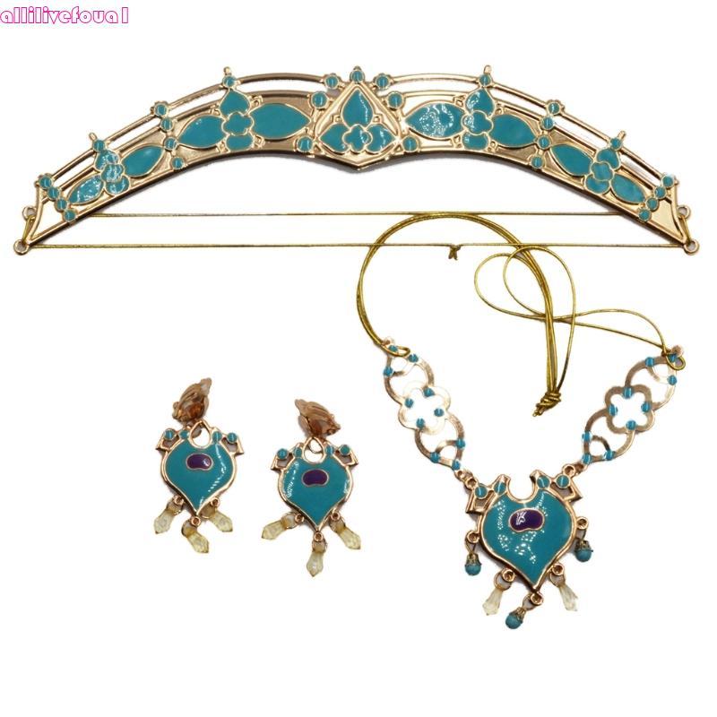 allilivefoua1 1 Conjunto Jasmim Coroa Bandana Colar Brincos Vestir-Se Traje Princesa