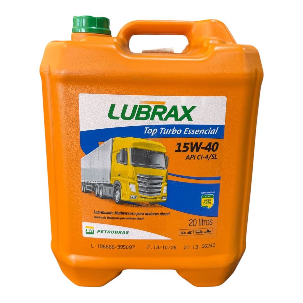 Óleo Lubrax Top Turbo Essencial 15W40 API CI-4/SL Motor Diesel Galão 20 Litros