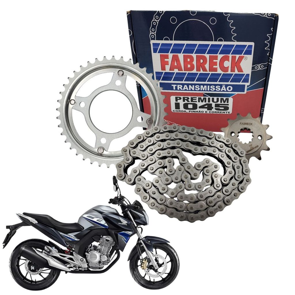 Kit Relação Transmissão Tração Cb Twister 250 2016 à 2024 sem retentor Original Fabreck