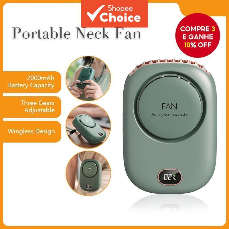  O ventilador de pescoço pendurado Acaí mini ventilador recarregável ventilador pessoal ventilador portátil USB sem