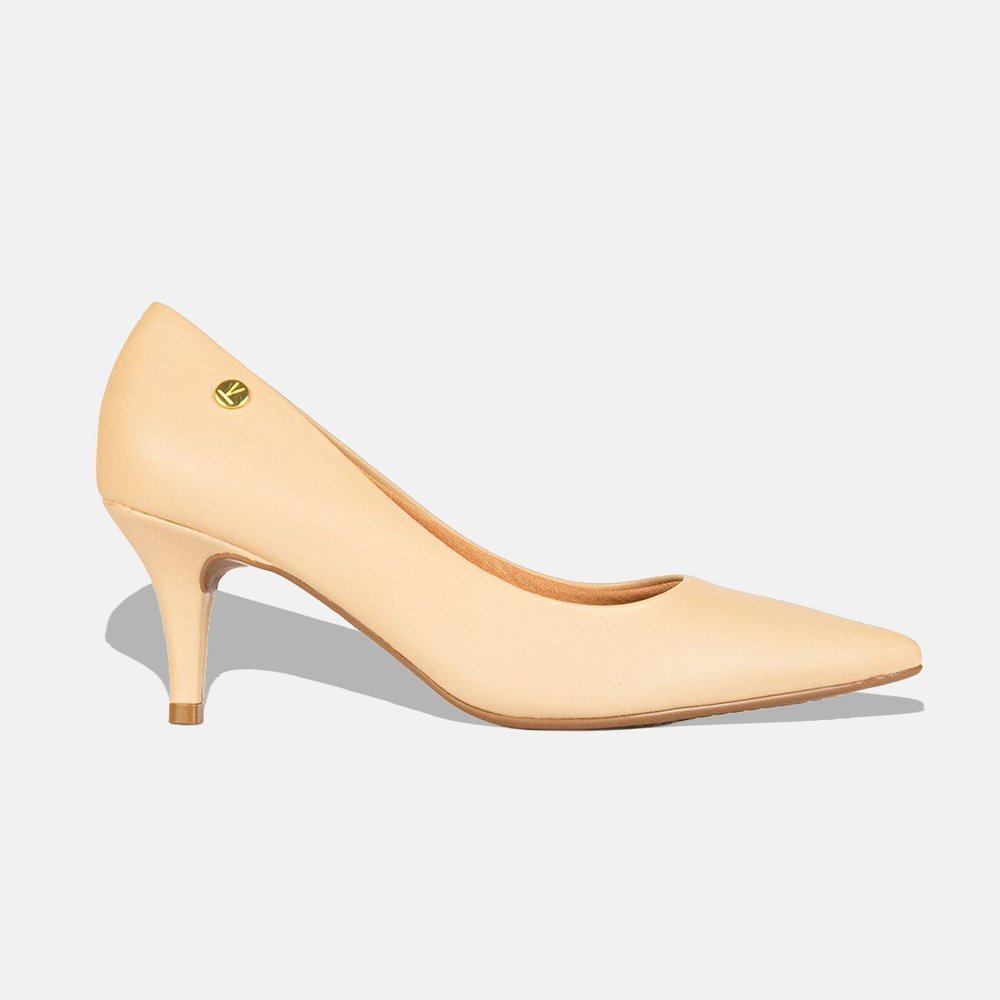 Sapato Scarpin Vizzano Bico Fino Salto Médio Pelica 1185.702.7286 Bege - 38